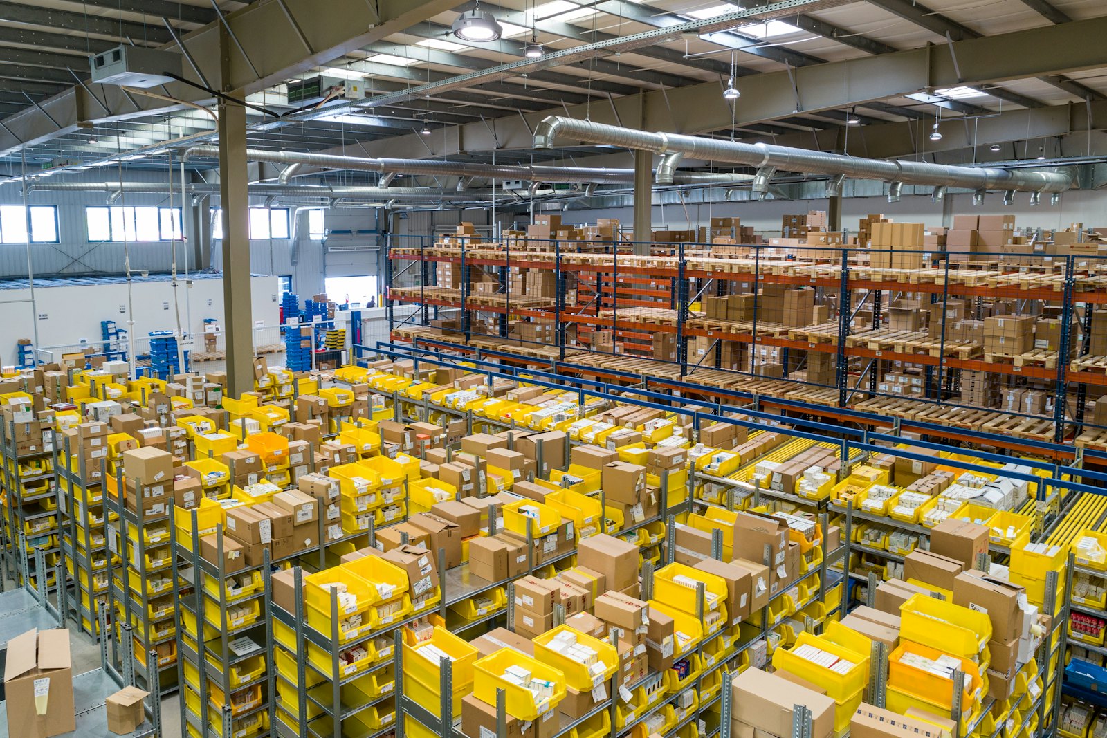 A large, orderly warehouse floor